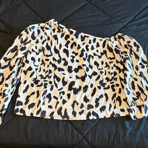 Stylish Black and White Animal Print Blouse
